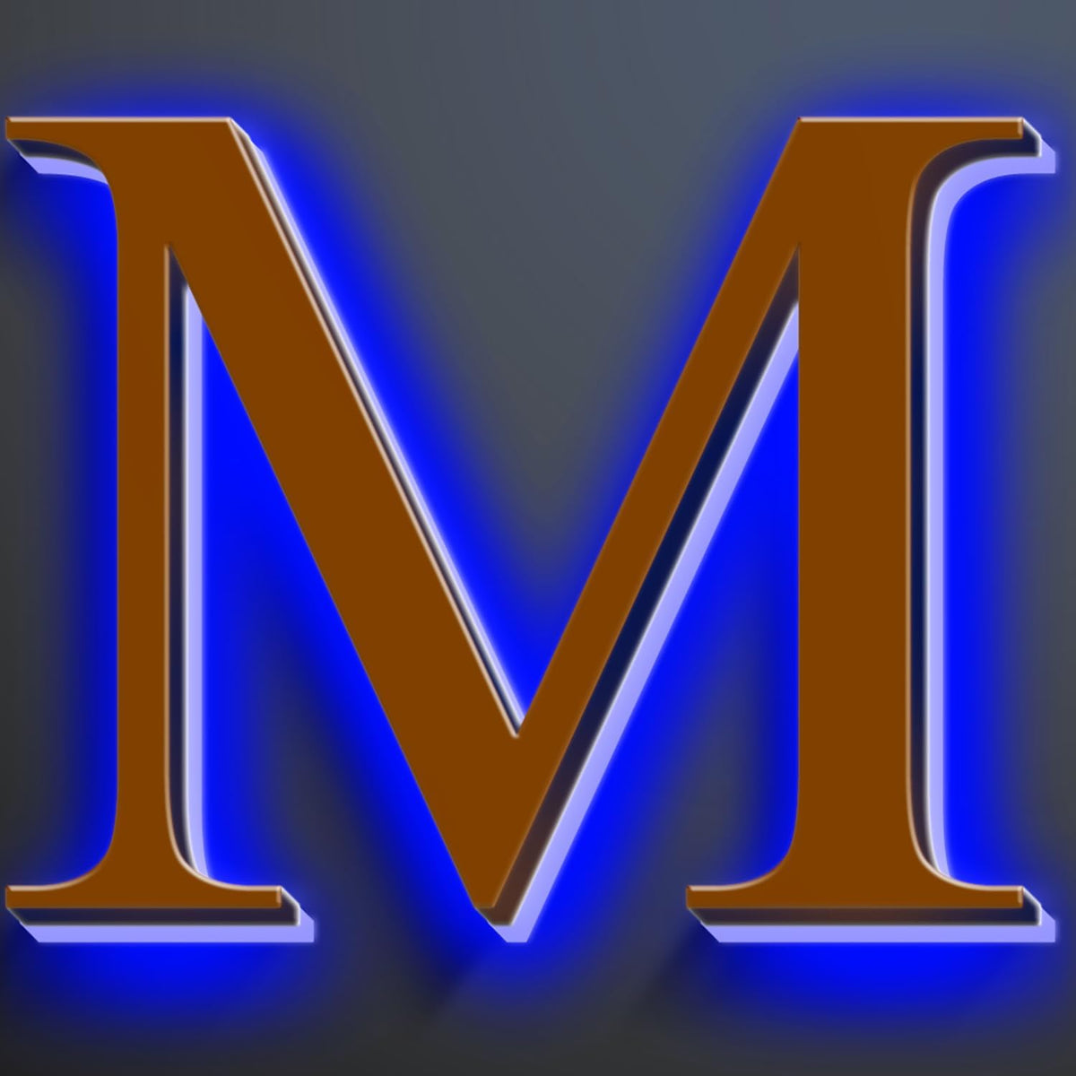 Large Backlit LED House Numbers 16 Inch, Stainless Steel Hand-Polished For Lighted House Address Signs, Modern Illuminated LED Home Address Numbers, Brown, Blue Light,M