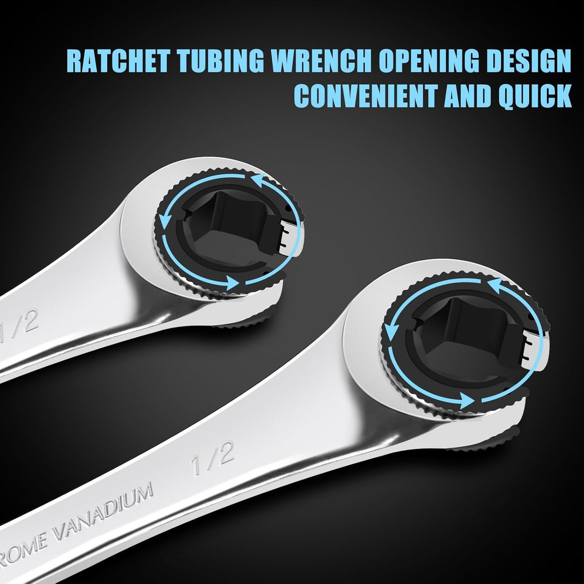 LOSCHEN 10 pcs SAE Ratcheting Wrench Combination Wrench Set 10 Pcs/Set with 72 Teeth, Chrome Vanadium Steel Tubing Ratchet Spanner（US and European Patents）