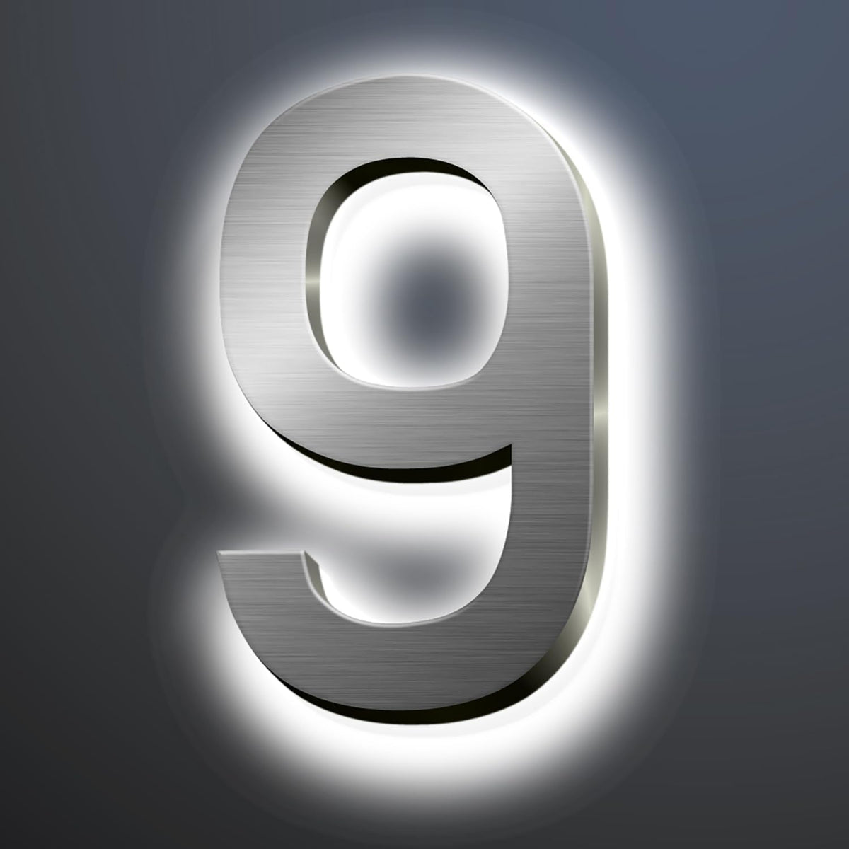 Backlit LED Illuminated House Numbers For Outside 18', Stainless Steel Modern Lighted Address Signs For Home, Illuminated Address Numbers, Brushed Silver, White Light,9