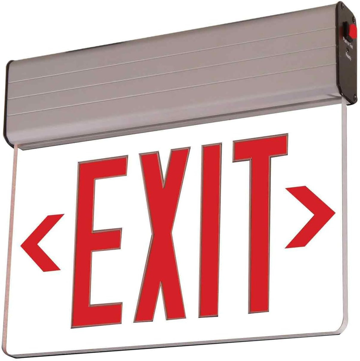 Sure-Lites EUS70R LED Commercial Edgelit Exit Surface Aluminum Housing, Universal Face, Red Letters, Self-Powered