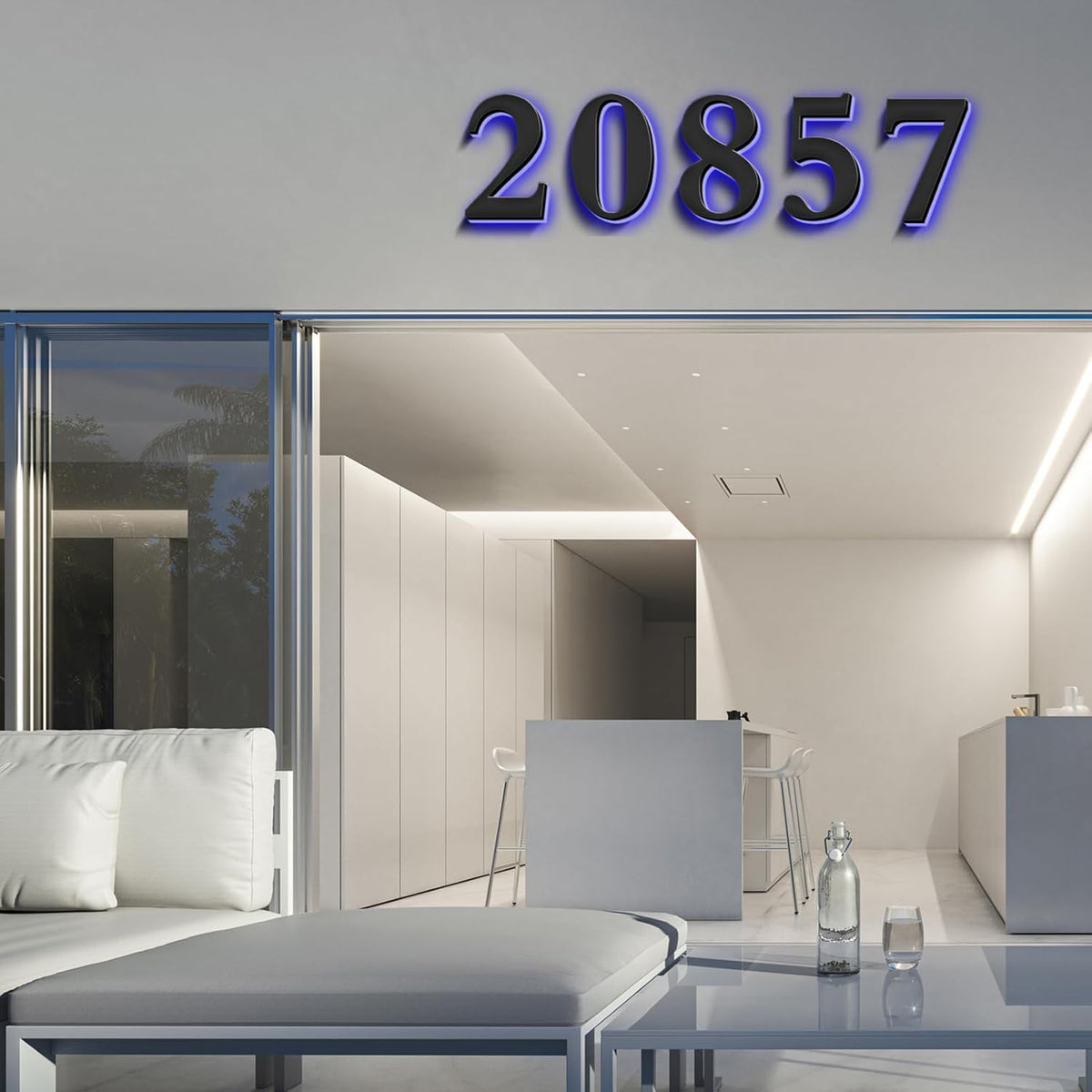 Backlit Lighted LED Home Address Numbers, Stainless Steel House Address Signs, Modern Illuminated LED House Numbers, Lighted House Numbers For Outside,16 Inch/400mm,9