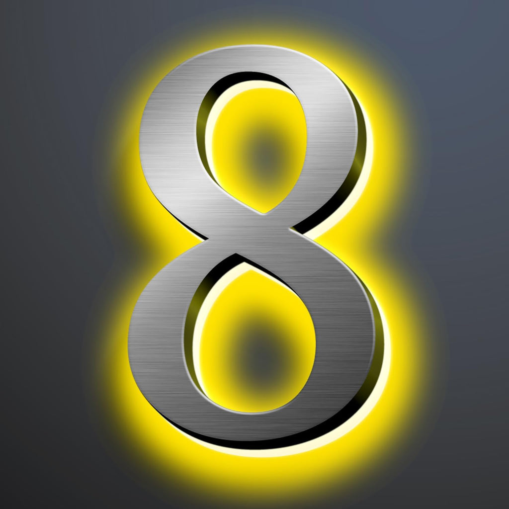 Illuminated LED House Numbers 20', Modern Upscale Look, Backlit LED Illuminated Home Address Number, Stainless Steel Hand-Polished For Lighted House Address Signs,8