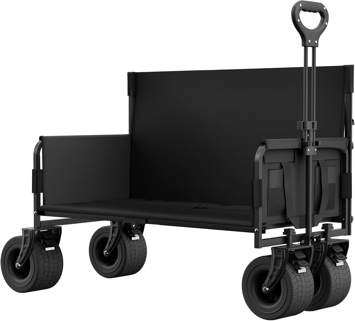 2 in 1 Wagon Bench Seat Combo - Wagon with Bench that Can Carry 500 Lbs, with Big Wheels, Wagons Carts Foldable for Camping, Outdoor Fishing, Market Stalls