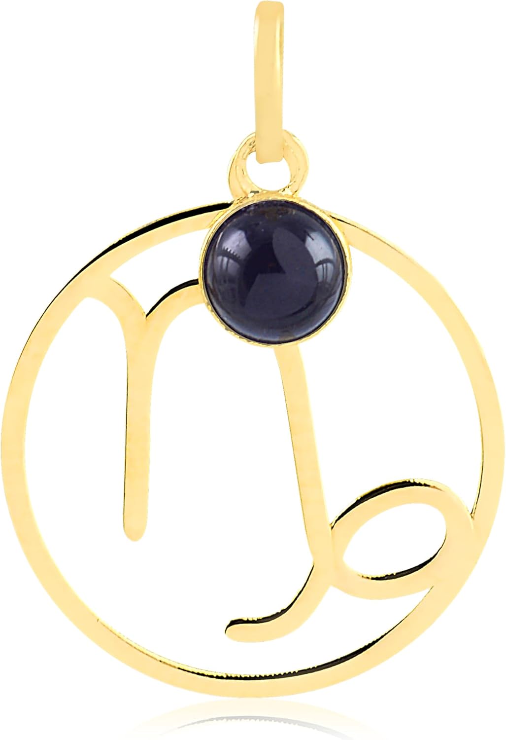 14k Solid Yellow Gold Zodiac Signs Medal Pendant for Necklace for Girls, Teens, Women and Men (Capricorn)