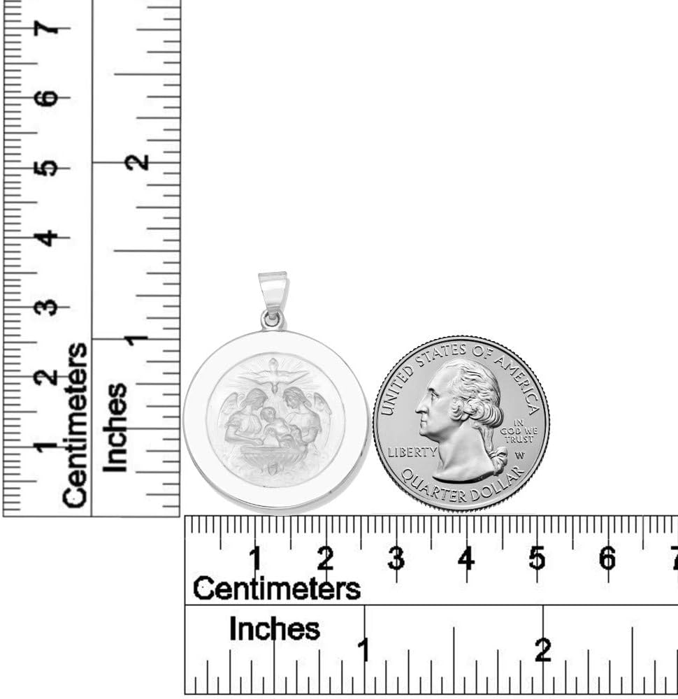 14k Yellow Gold and White Gold Polished Baptism Round Pendant Medals