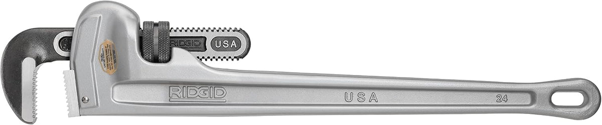 RIDGID 31105 Model 824 Aluminum Straight Pipe Wrench, 24-inch Plumbing Wrench, grey