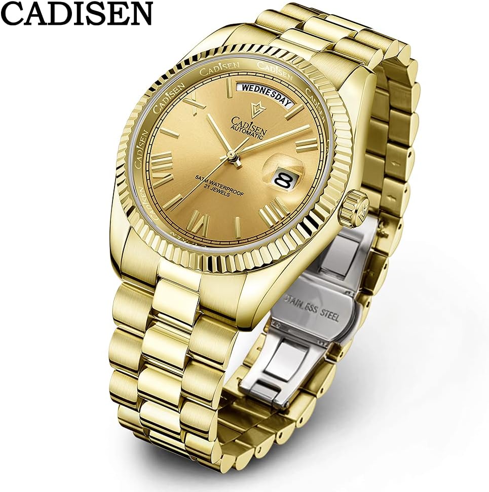 CADISEN Men's Automatic MIYOTA 8285 Mechanical Watch Casual Watches for Men Waterproof Sapphire