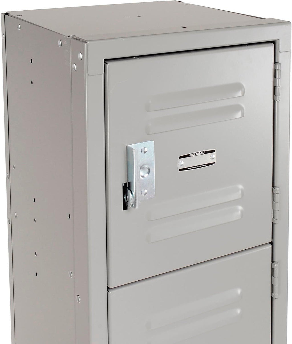 Global Industrial One-Wide Six-Tier Locker with Padlock Hasp, 12' W x 15' D x 78' H, 6 Doors, 12'x15'x12' Compartment Size, 16 Gauge Steel Construction, Unassembled, Gray