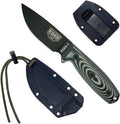 ESEE-3 Fixed Blade Knife with Sheath, 1095 Carbon Steel, Outdoor Knife with 3D Contoured Handle, Made in USA, (Black Blade, Gray/Black G-10 3D Handle)