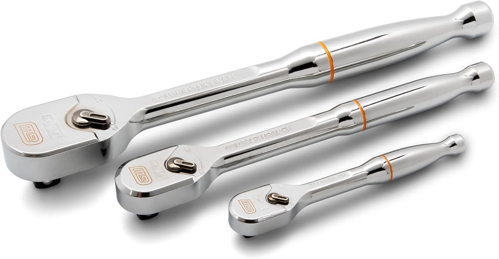 GEARWRENCH 3 Piece 1/4', 3/8' and 1/2' Drive 120XP Full Polish Teardrop Ratchet Set | 81206XP