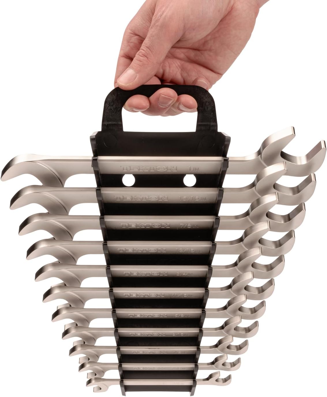 TEKTON Angle Head Open End Wrench Set with Holder, 11-Piece (3/8-1 in.) | WAE91204 | Made in USA