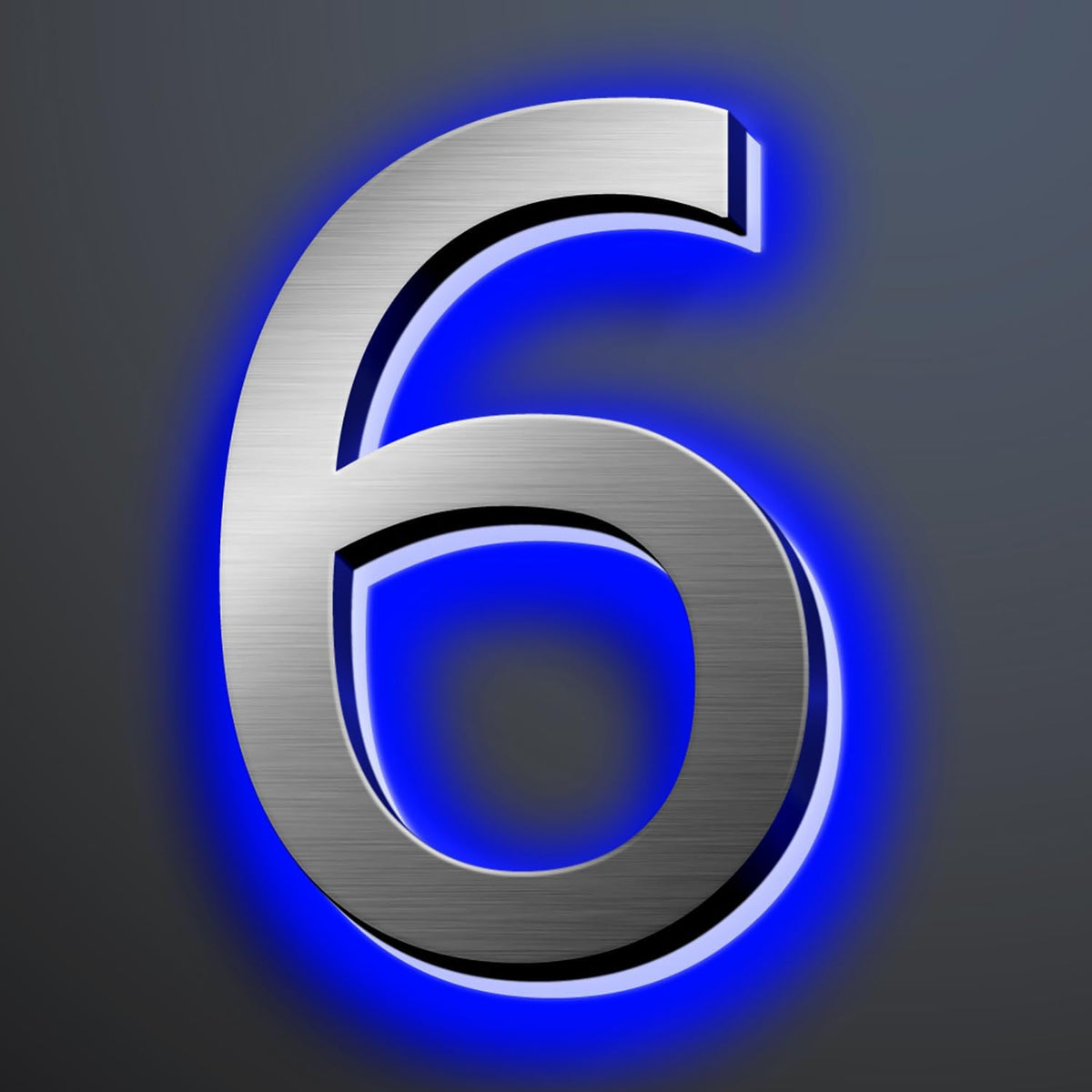 Illuminated Address Number 20 Inch, Backlit Illuminated LED House Number Enhanced Visibility, Modern Stainless Steel Lighted Address Signs, Brushed Silver, Blue Light,6