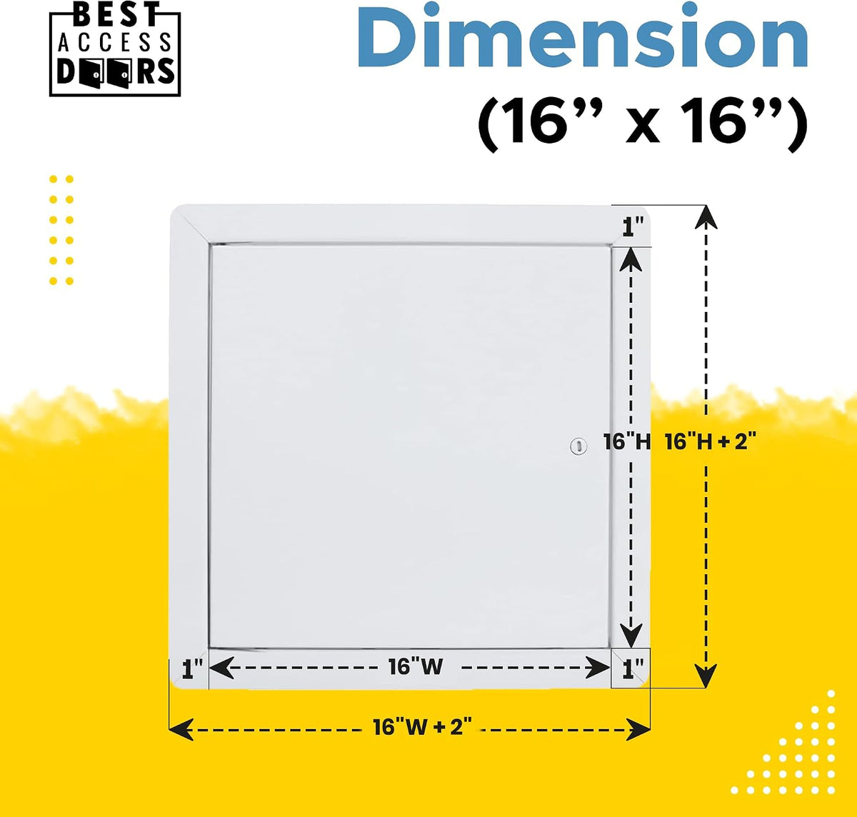 BEST BA-AHD 16' x 16' Metal Access Panel with Concealed Pin Hinge, LEED Compliant 16-Gauge Steel Access Door for Non-Rated Drywall/Ceilings, White Drywall Panel with Rounded Corners, Screwdriver Latch