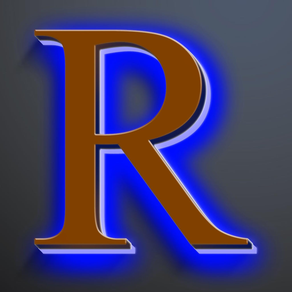 Backlit LED Illuminated House Numbers 18 Inch, Stainless Steel Hand-Polished For House Address Signs, Large Metal Modern Lighted Home Address Numbers, Brown, Blue Light,R