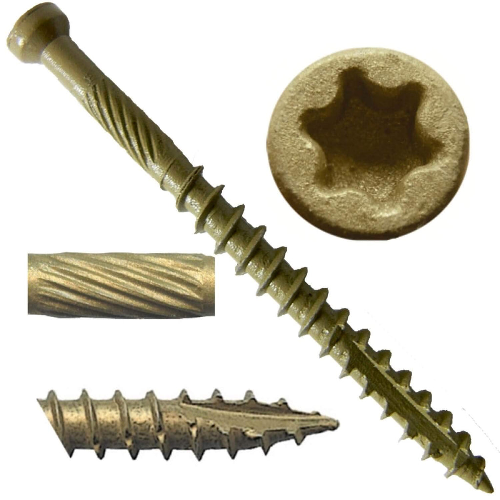 #7 x 1-5/8' Bronze Coated Tiny Finish Head Multipurpose Wood Screw - Torx/Star - ACQ Compatible 5 Pound CASE 1,0575 Screws