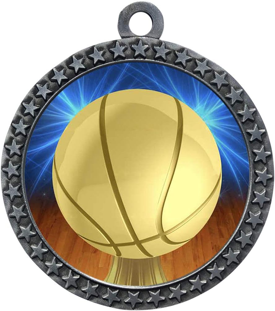 Express Medals 1 to 50 Packs Basketball Silver Medal Trophy Award with Neck Ribbon STDD212-D10