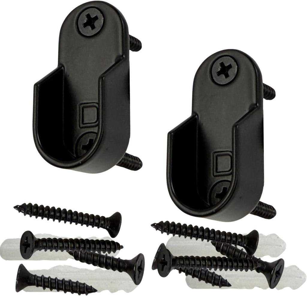 36' Oval Closet Rod Kit | Black | Screw-On End Brackets & Hardware | Heavy-Gauge Steel | 10 Kits | Desunia