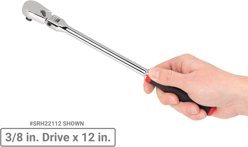 TEKTON 3/8, 1/2 Inch Drive Flex Head Non-Quick-Release Comfort Grip Long Ratchet Set, 2-Piece (12, 14 in.) | SRH99202