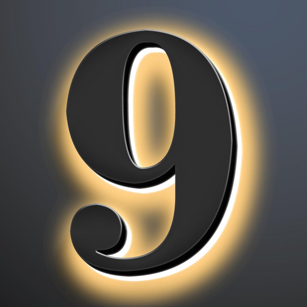 Backlit Illuminated LED Home Address Numbers 18 Inch, Modern Lighted Up Address Signs Make A Statement, Large Stainlesss Steels House Numbers With LED Lights,9