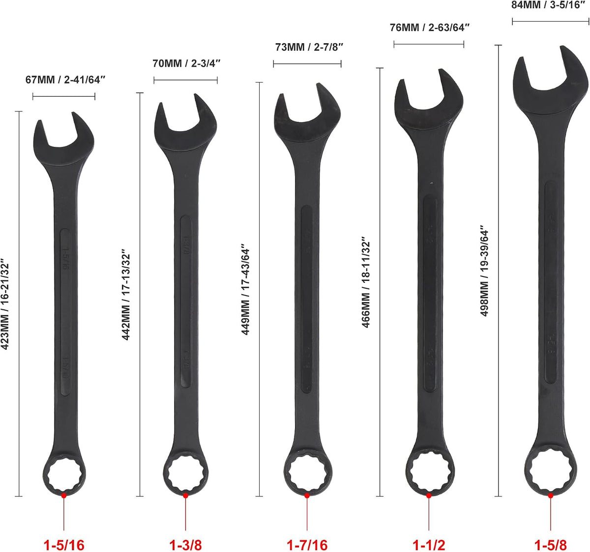 10 PC SAE Black-Oxide Jumbo Combo Wrench Set | 1-5/16' - 2'