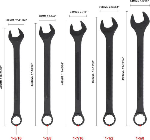 10 PC SAE Black-Oxide Jumbo Combo Wrench Set | 1-5/16' - 2'