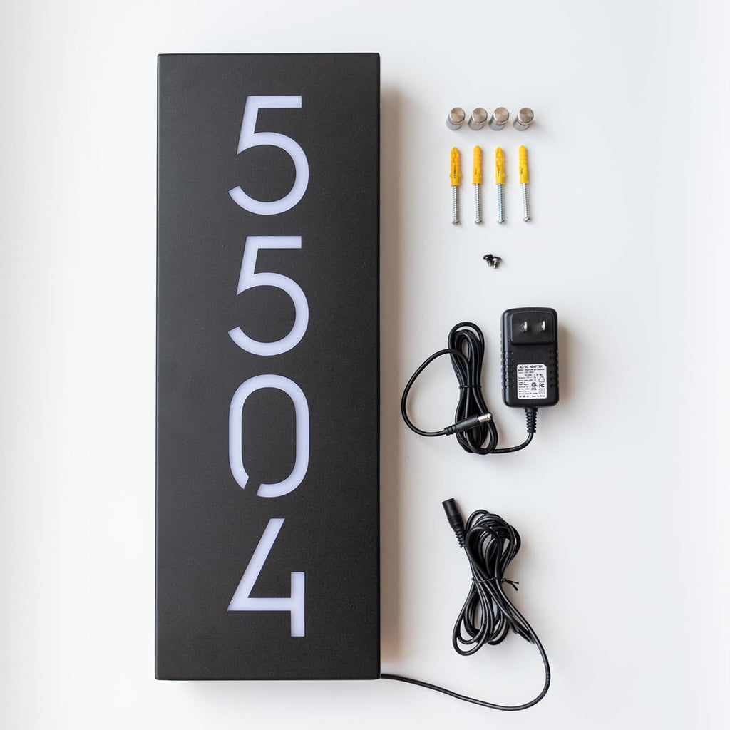12V LED House Numbers for House Street Backlit,Personalised Illuminated Modern House Numbers Address Sign Plaque Lighted with LED (Warm Light)