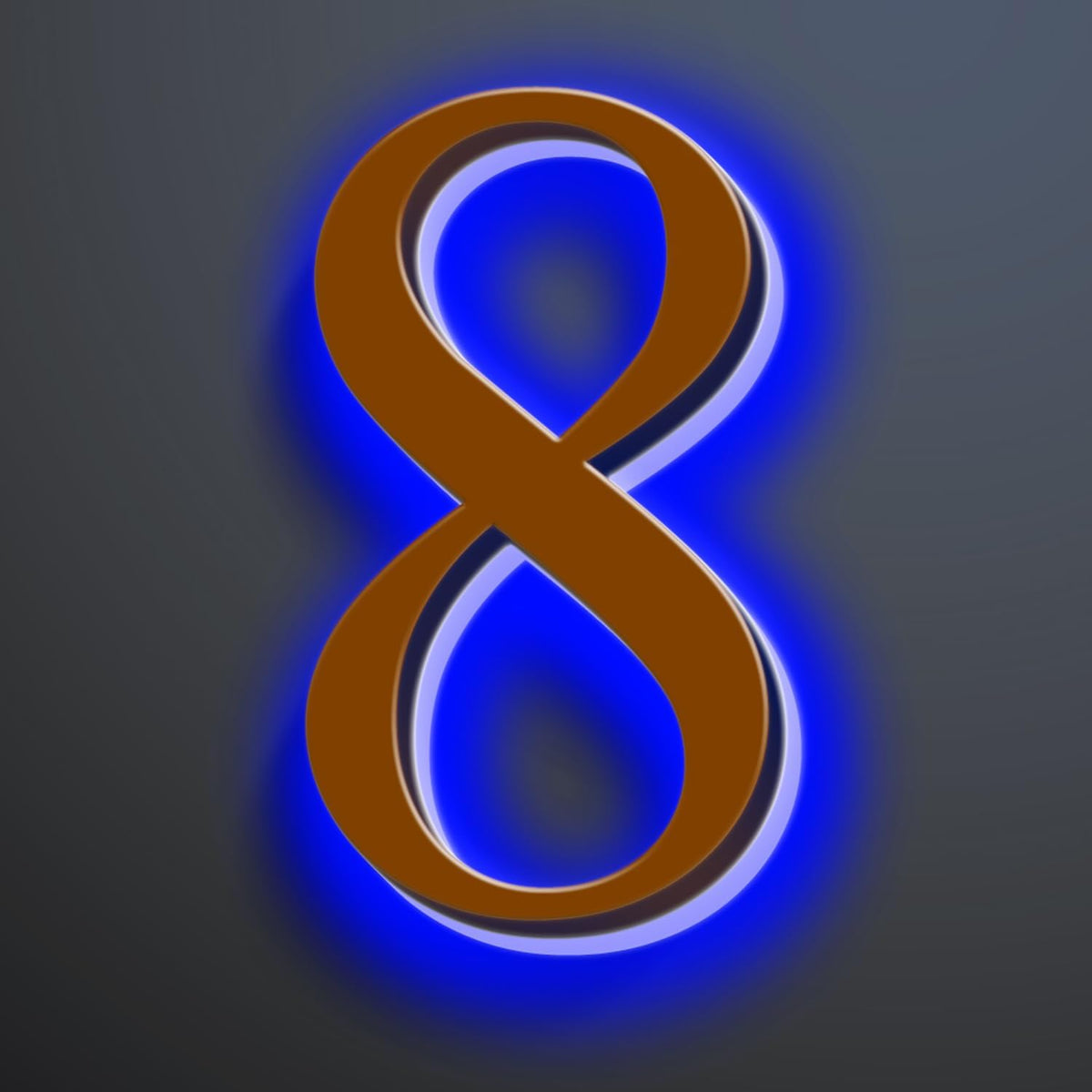 Backlit LED Illuminated House Numbers 18 Inch, Stainless Steel Hand-Polished For House Address Signs, Large Metal Modern Lighted Home Address Numbers, Brown, Blue Light,8