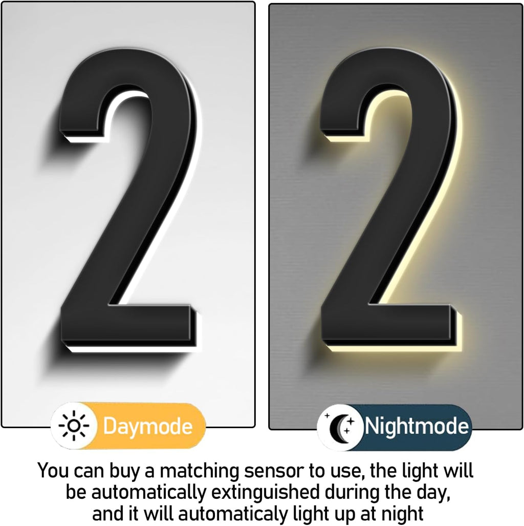 Illuminated House Address Numbers Signs, Stainless Steel,Up-Scale Modern Look, Backlit LED Illuminated Home Address Number, Lighted House Numbers For Outside,20 Inch/500mm,6