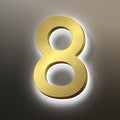 Backlit LED Illuminated Door Number, Gold Brushed Stainless Steel, LED Illuminated Home Address Number, Modern Lighted House Numbers.