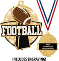 Crown Awards 2 1/4' Royal Football Medals, Shiny Gold Football Medals with Free Engraving Prime