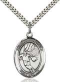 Bonyak Jewelry St. Christopher - Basketball Hand-Crafted Oval Medal Pendant in Sterling Silver