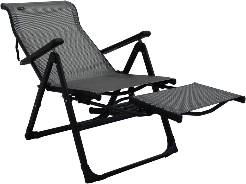 Caravan Sports Ergo+ - Adjustable Outdoor Patio Camping Lounge with Footrest & Headrest, Steel Frame Weather-Resistant Fabric – Folding Outdoor Chair