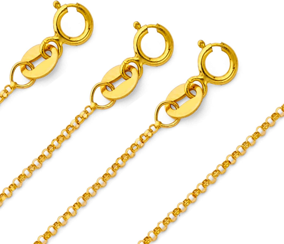TGDJ 14k Yellow Gold Religious Saint Joseph Medal Pendant with 1.2mm Cable Chain Necklace