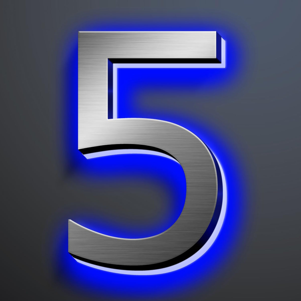 Illuminated Address Number 20 Inch, Backlit Illuminated LED House Number Enhanced Visibility, Modern Stainless Steel Lighted Address Signs, Brushed Silver, Blue Light,5