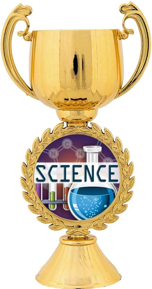 Crown Awards Personalized Science Trophy, 7.25' Gold Cup Science Fair Trophies for Kids with Free Custom Engraving