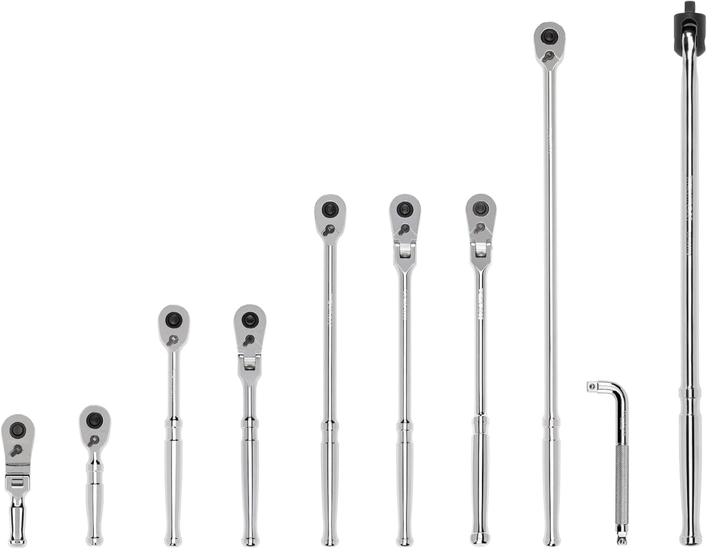 TEKTON 3/8 Inch Drive Quick-Release Ratchet, L-Handle, and Breaker Bar Set (10-Piece) | SDR99101