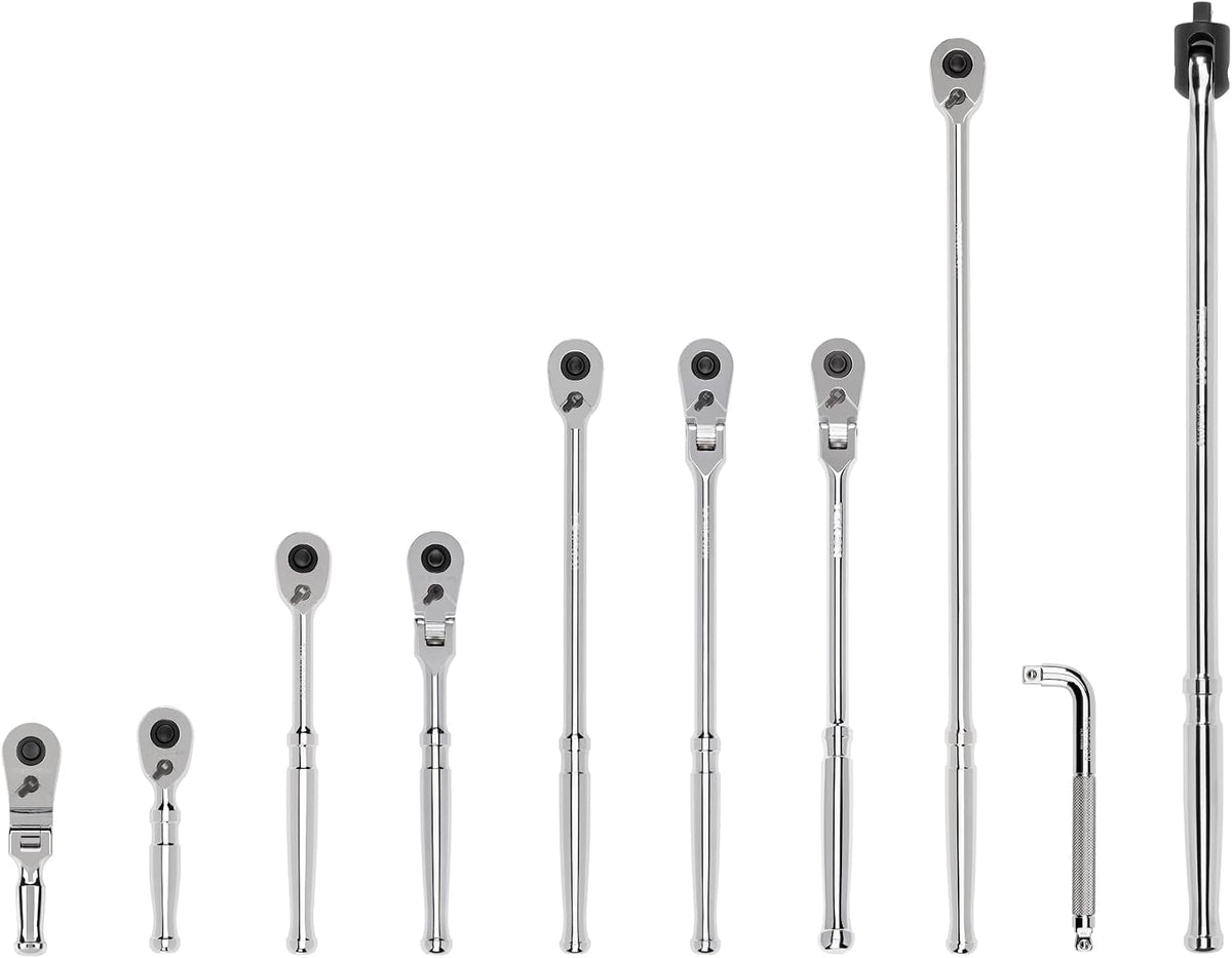 TEKTON 3/8 Inch Drive Quick-Release Ratchet, L-Handle, and Breaker Bar Set (10-Piece) | SDR99101