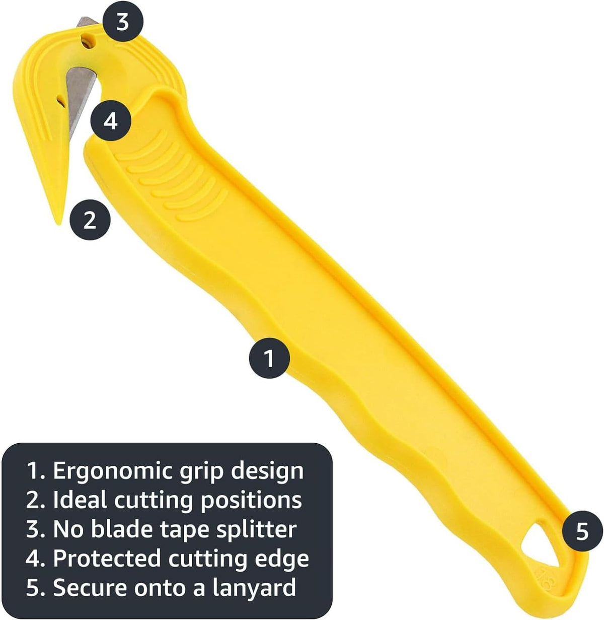 Thornton's Office Supplies Disposable Film Cutter, Sharp & Durable Steel Blade, Safe and Efficient Cutting Design for Shrink Wrap, Stretch Wrap, Tape, and Plastic Straps, Yellow (100)