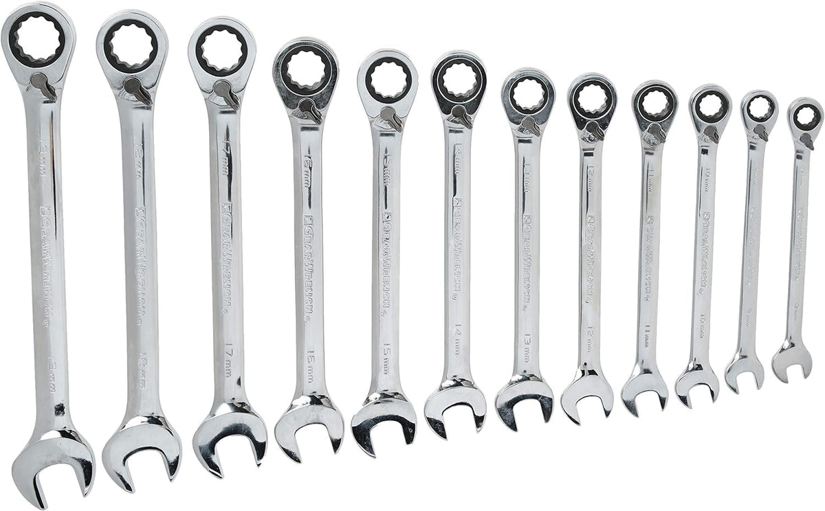 GEARWRENCH 12 Piece Reversible Ratcheting Combination Wrench Set | Metric | 12 Point | 9620N