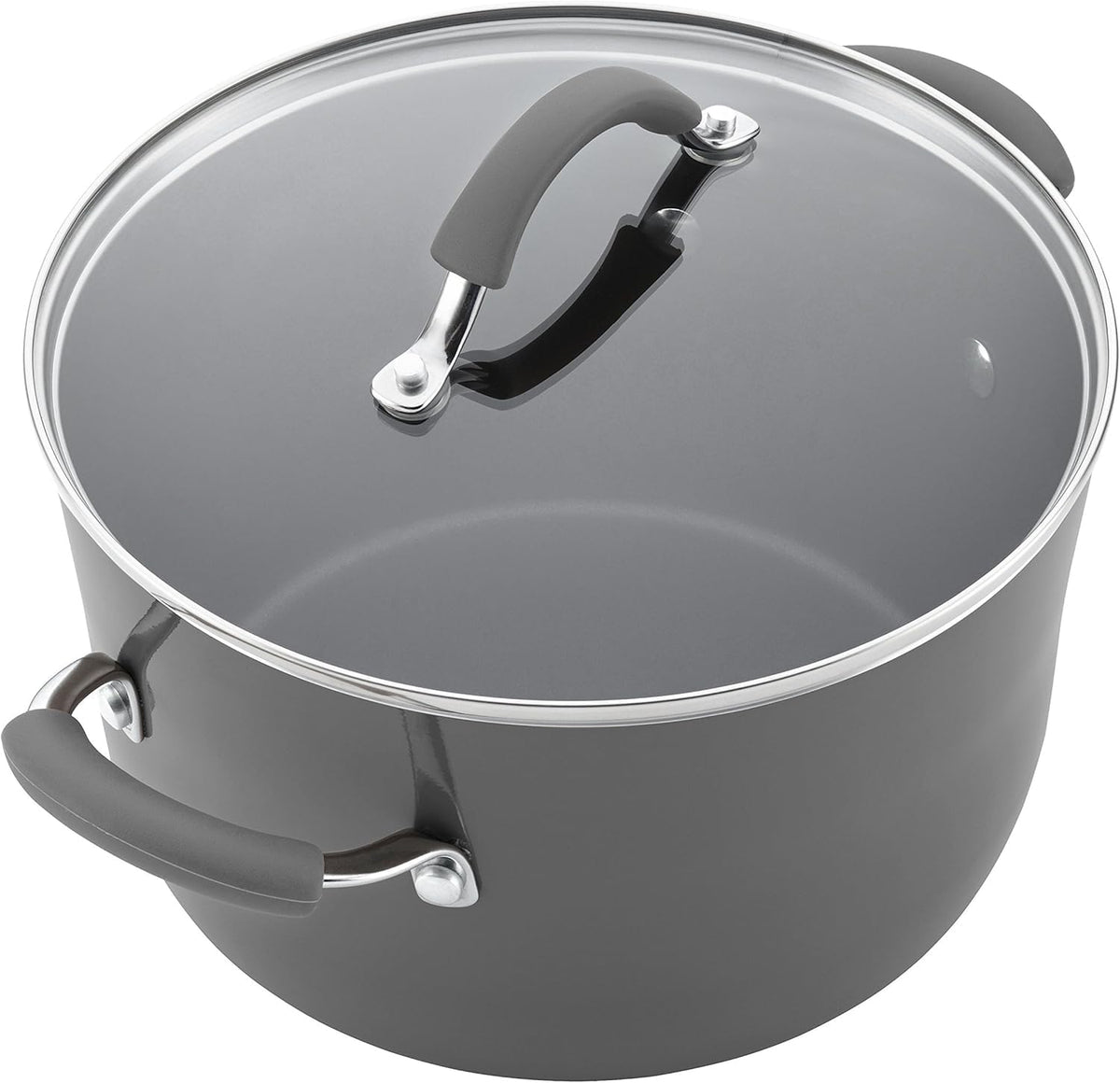 Rachael Ray Cucina Nonstick Cookware, Sea Salt Gray Pots and Pans Set, 12-Piece