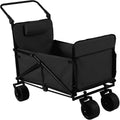 Wagons Carts Foldable 2-in-1 Collapsible Wagon 440lbs Capacity Folding Cart with All-Terrain Wheels for Sports Garden Shopping Camping