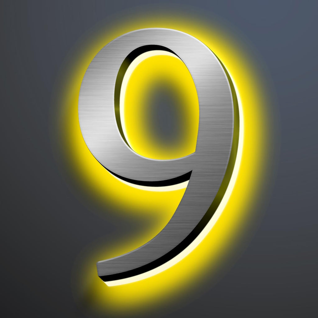 Illuminated LED House Numbers 20', Modern Upscale Look, Backlit LED Illuminated Home Address Number, Stainless Steel Hand-Polished For Lighted House Address Signs,9