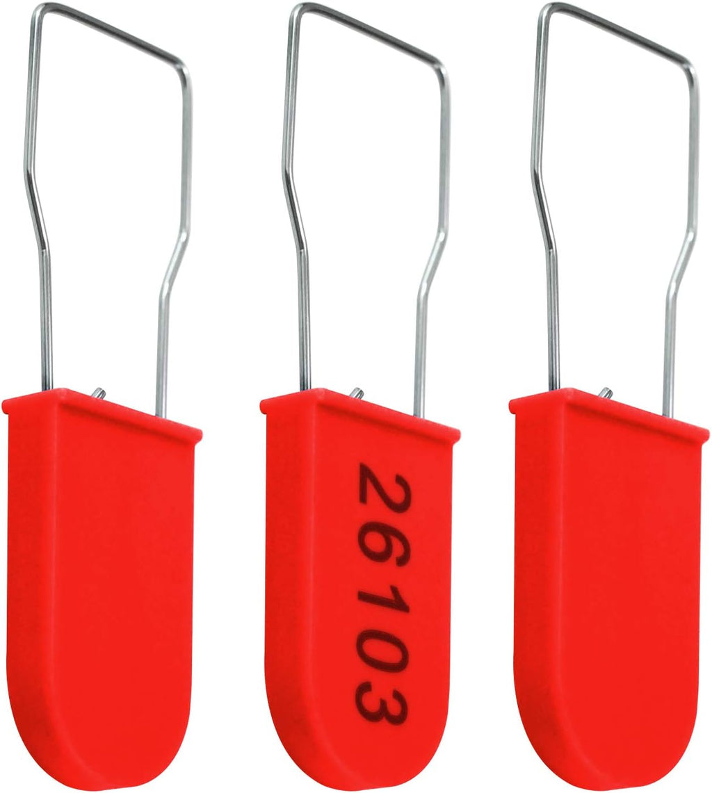 1000 PCS Plastic Wire Padlocks, Numbered Plastic Padlocks Security Seals Electric Meter Seal Disposable Anti-Tamper Locks, Red