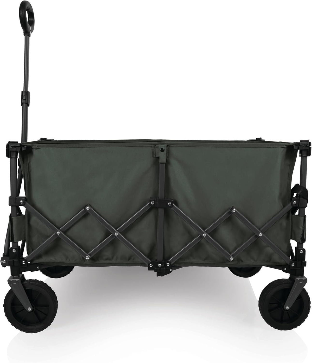 PICNIC TIME Wilderness Wagon Collapsible Folding Wagon, Outdoor Wagon Cart, Sport Utility Wagon, (Moss Green)