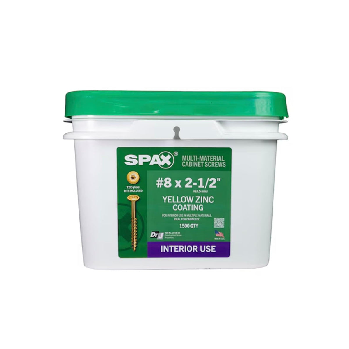 SPAX #8 x 2-1/2' Interior Wafer Head Cabinet Wood Screws Multi-Material Torx T-Star Plus (1500 EA) Bulk Pail Includes 2 Bits Washer Head Low Profile