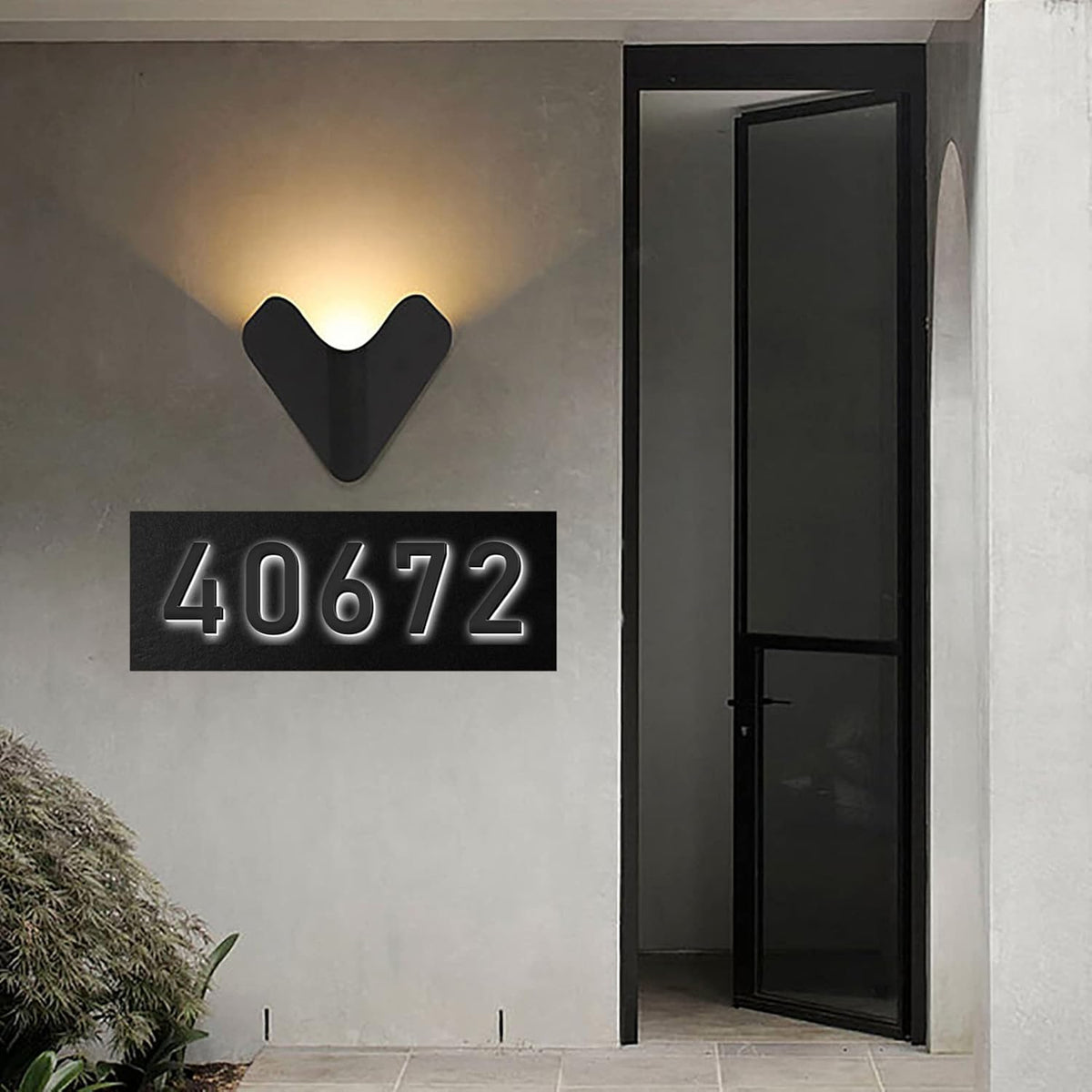 Stainless Steel Modern Backlit LED Illuminated Home Address Number,Illuminated Address Sign Plaque House Numbers LED Lighted, Light Up House Numbers,14 Inch/350mm,2