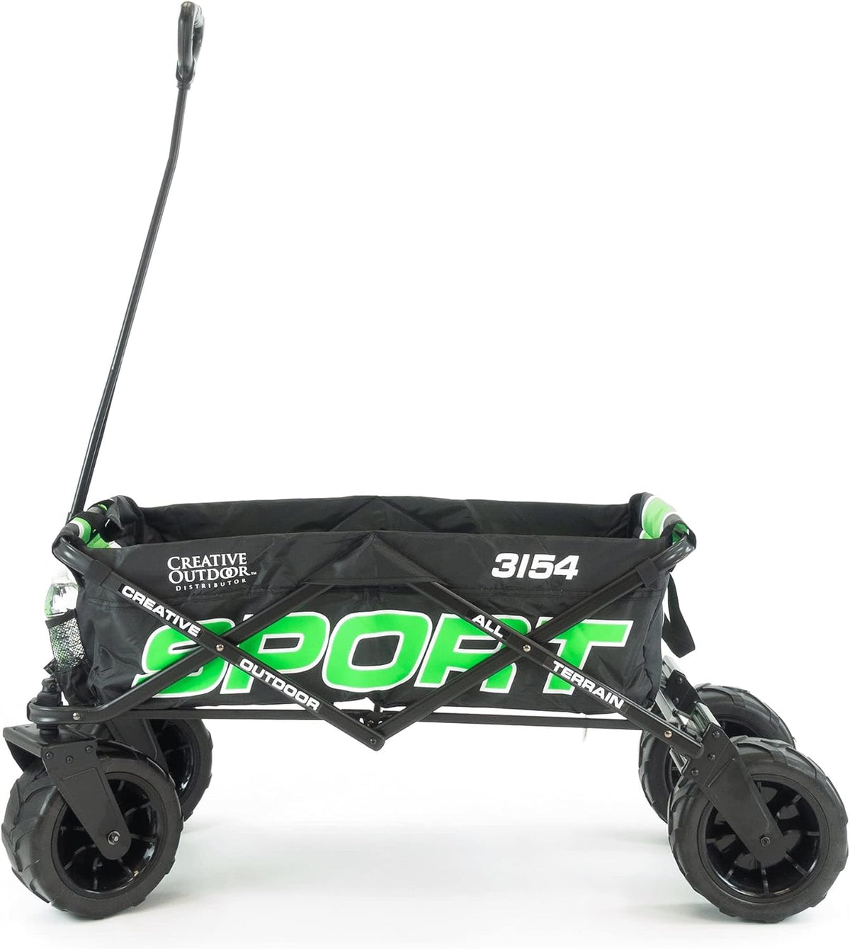 Creative Outdoor Push Pull Beach Hauler XXL, Collapsible and Portable Folding Wagon Cart, 200lbs Weight Capacity, Sport Series, Beach, Park, Garden Sports & Tailgate, (Green/Black Sport)