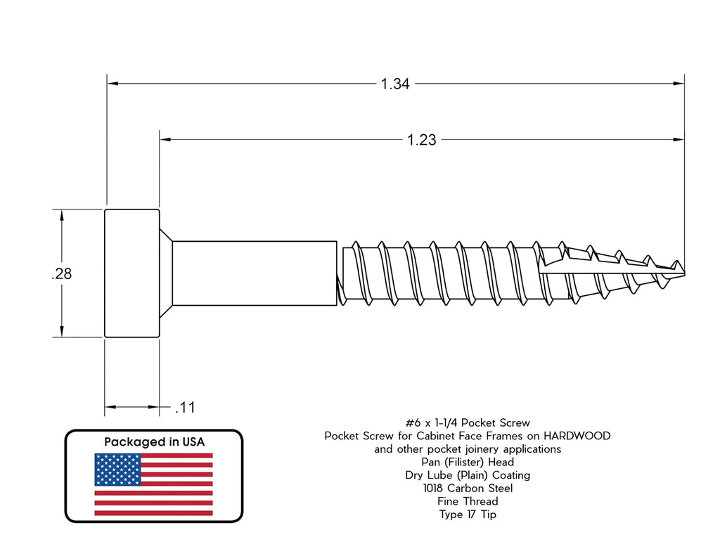 Yellowbird #6 x 1-1/4 Pan Head - Square Plain Lube - Fine Thread - Type 17 Pocket Screw - Bit Included - 4000 Ct.