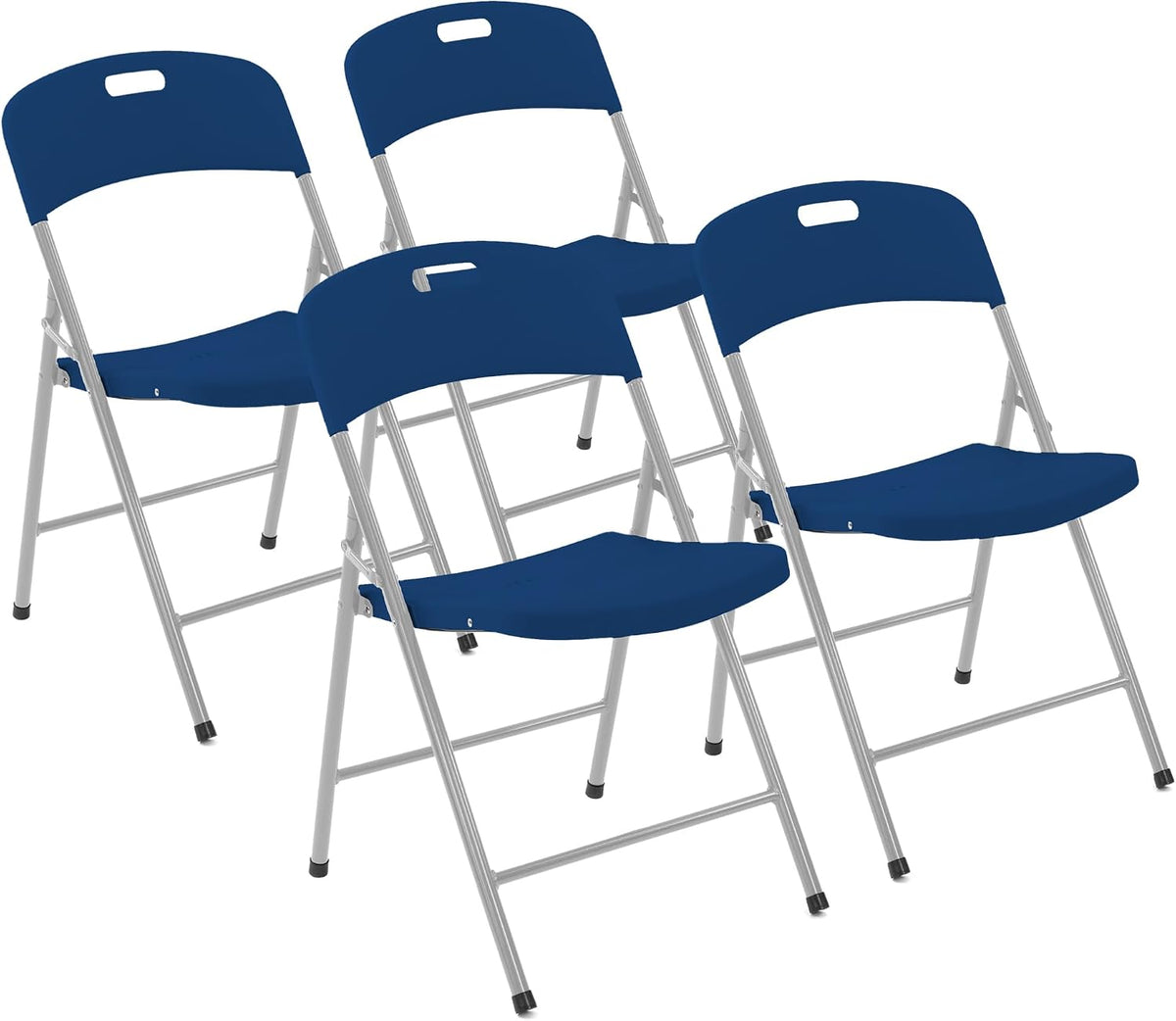 Creative Plastic Folding Chairs (4 Pack) - Portable Lightweight Folding Chairs for Indoor and Outdoor Steel Frame Used for Events, Party, Garden, Camping, Picnic, Tailgating (Blue/Gray)