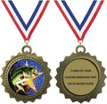 1 to 50 Packs Fishing Gold Medals Trophy Award with Free Custom Engraving D03-FCL470